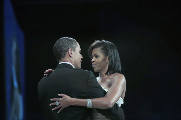 U.S. President Barack Obama and U.S. First Lady Michelle Obama dancing at Home State Inaugural