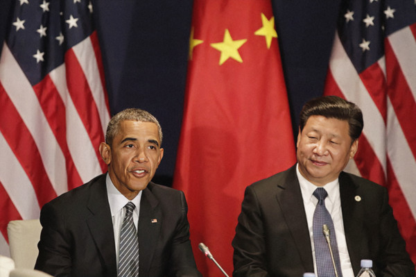 U.S. President Barack Obama and President Xi Jinping of China attending bilateral meeting prior to