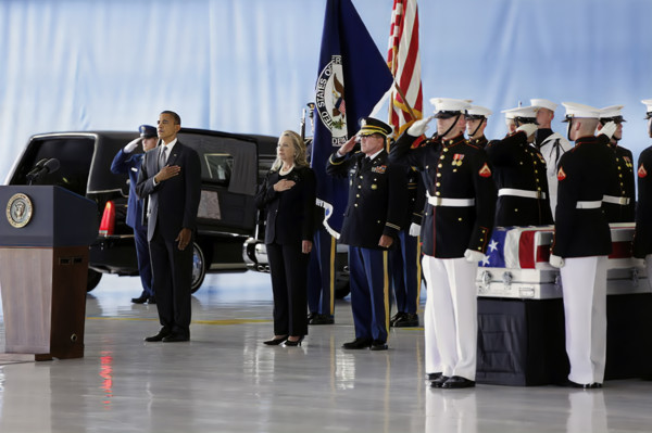 U.S. President Barack Obama and U.S. Secretary of State Hillary Rodham Clinton attending the