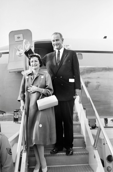 U.S. Vice President Lyndon B. Johnson and U.S. Second Lady Claudia "Lady Bird" Johnson, boarding