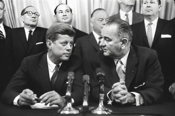 U.S. Senator John Kennedy and democratic nominee for U.S. President, and U.S. Senator Lyndon B.