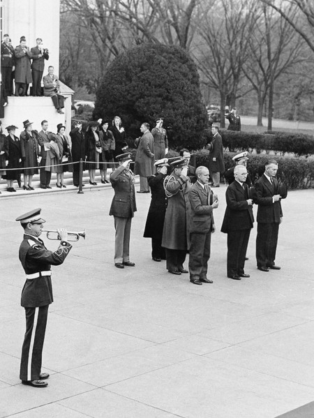 U.S. President Harry S. Truman (center, front row) and others at Tomb of the Unknown Soldier,
