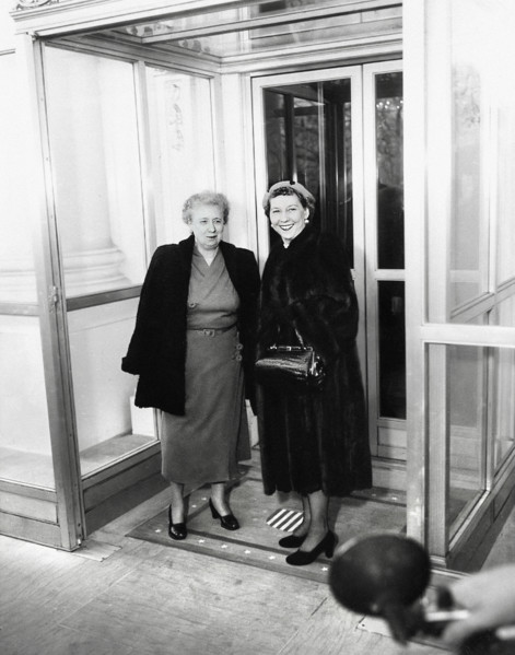 Mamie Eisenhower (right), wife of U.S. President-elect Dwight D. Eisenhower and U.S. First Lady