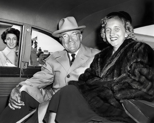 U.S. President Harry S. Truman with daughter Margaret Truman after returning from trip to Key West,