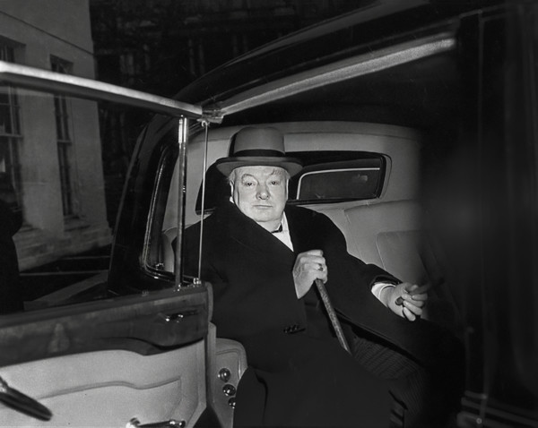 British Prime Minister Winston Churchill sitting in car, Washington, D.C., USA, Abbie Rowe,
