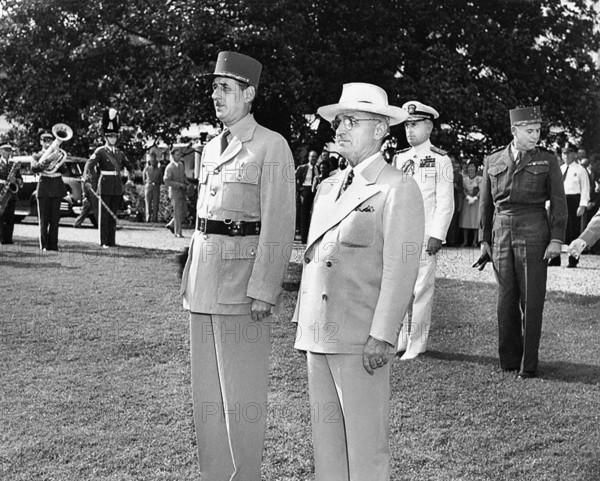 U.S. President Harry S. Truman, right, and Charles De Gaulle, Chairman of the Provisional