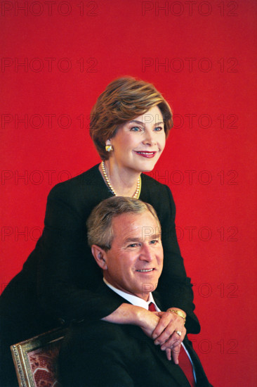 U.S. President George W. Bush and U.S. First Lady Laura Bush posing during Good Housekeeping