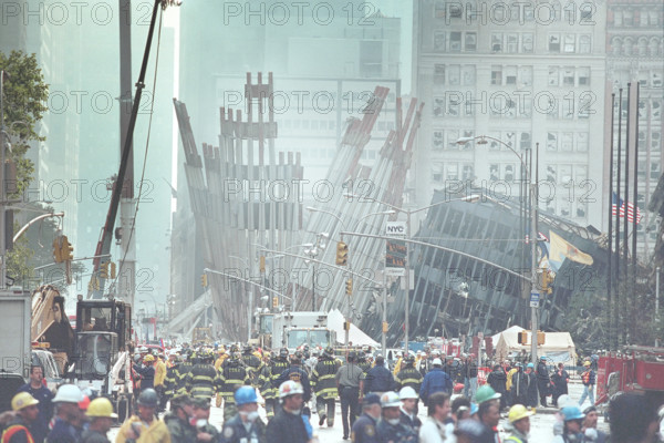 World Trade Center disaster site during U.S. President George W. Bush's visit, Financial District,