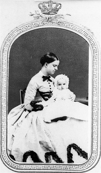 Princess Laetitia Napoleon holding Princess Clotilde of Savoy in her arms