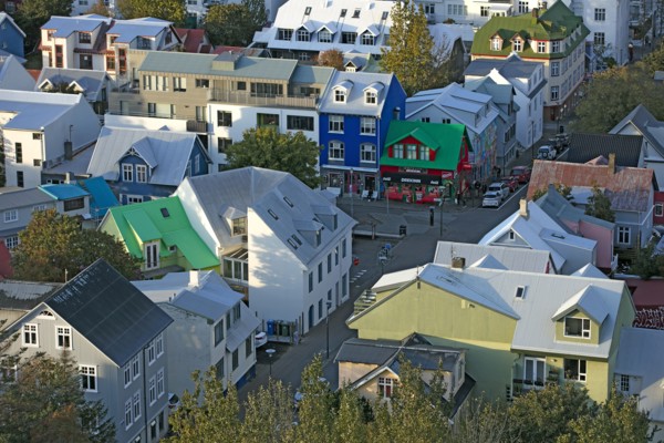 Iceland, Reykjavik view of typical houses