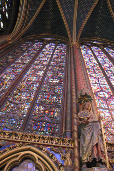 France, Paris 1e, enceinte du palais de justice, la sainte chapelle, monument historique, art gothique, 
chapelle haute, vitraux,