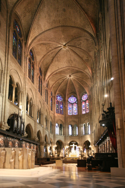 France, Paris 4e, ile de la cite, cathedrale Notre-Dame de Paris, art gothique et neo gothique, choeur