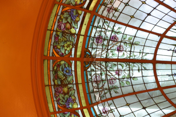 France, Paris 4e, la bastille, brasserie boffinger, groupe flo, 5-7, rue de la Bastille, detail verriere,