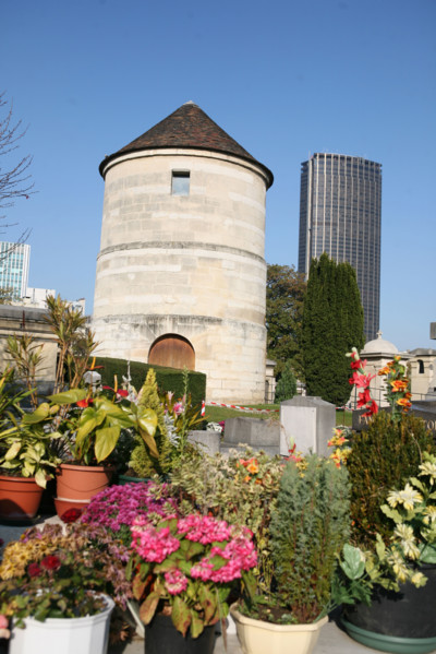 France, Paris 14e, cimetiere du Montparnasse, sepultures, moulin de la charite, fleurs,