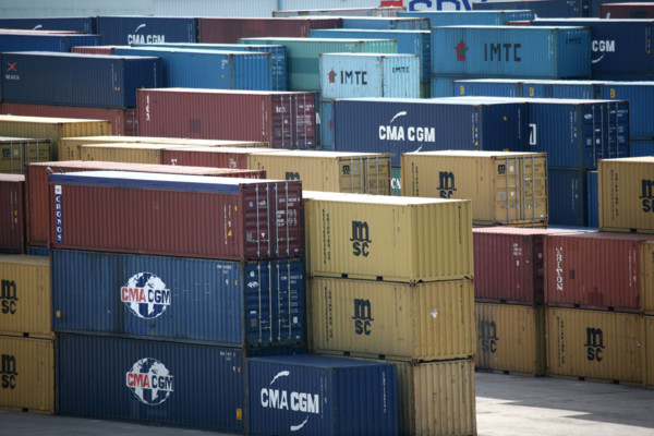 France, Normandie, port de Rouen, conteneurs, containers, commerce international, qgcm terminal conteneur grand couronne
