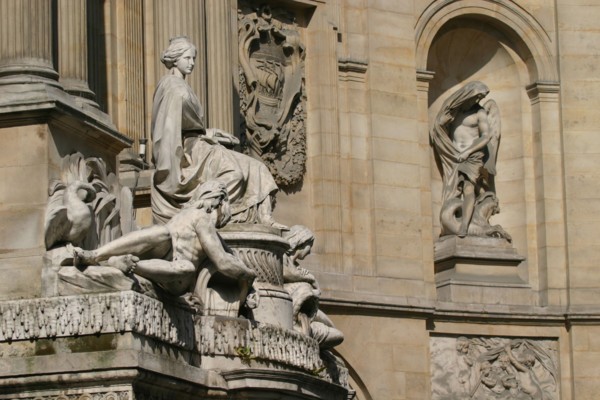 France, Paris 7e, rue de Grenelle, fontaine des saisons, detail, sculpteur edme bouchardon,
