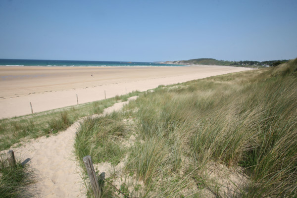 France, Bretagne, Cotes d'Armor, cote d'Emeraude, sables d'or les pins, la plage, et les dunes,