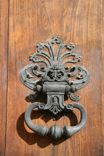 France, Bretagne, Ille et Vilaine, rennes, place du parlement de Bretagne, detail parlement, heurtoir de porte,
