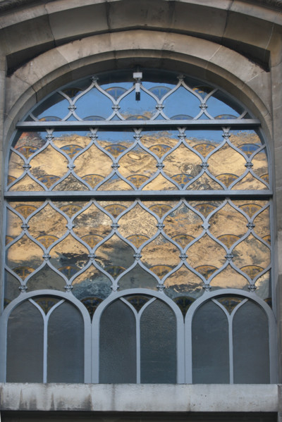 France, Paris 7e, 4 square rapp, immeuble, societe theosophique de france, detail verriere en facade,