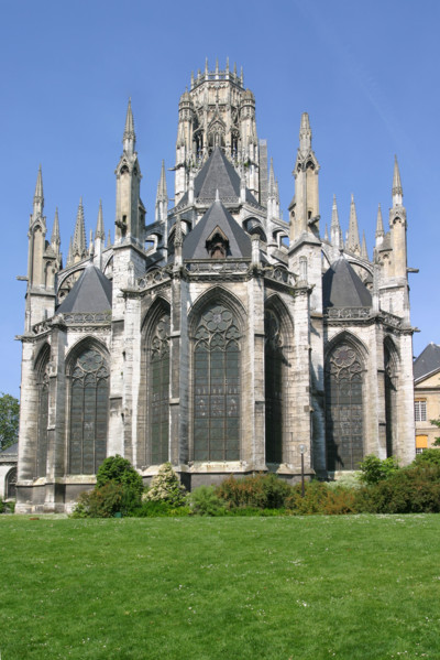 France, Haute Normandie, Seine Maritime, Rouen, eglise abbatiale Saint-Ouen, chevet, edifice religieux, jardin,