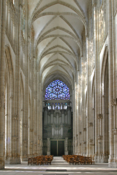 France, Haute Normandie, Seine Maritime, Rouen, eglise abbatiale Saint-Ouen, chevet, edifice religieux, nef, buffet d'orgue, instrument de musique,