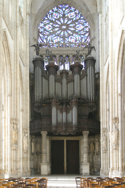 France, Haute Normandie, Seine Maritime, Rouen, eglise abbatiale Saint-Ouen, chevet, edifice religieux, nef, buffet d'orgue, instrument de musique,