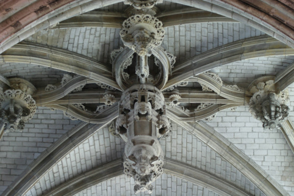 France, Haute Normandie, Seine Maritime, Dieppe, eglise Saint Jacques, voutes de la nef avec les culs de lampe, detail,