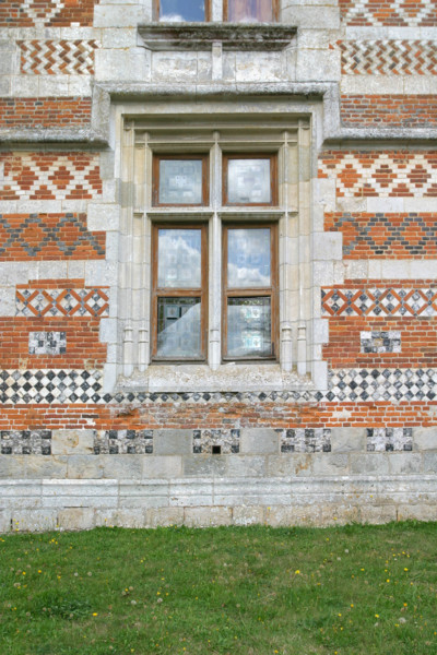 France, Haute Normandie, Seine Maritime, pays de Caux maritime, Offranville, manoir d'auffay, Construction traditionnelle en brique et pierre et silex,