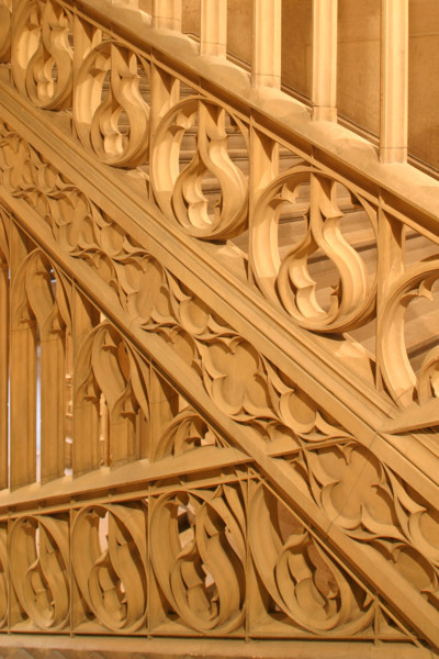 France, Haute Normandie, Seine Maritime, Rouen, palais de justice, tribunal, institution, monument historique restaure en 2007, neo gothique, 
escalier orne, tgi, rampe, balustrade,