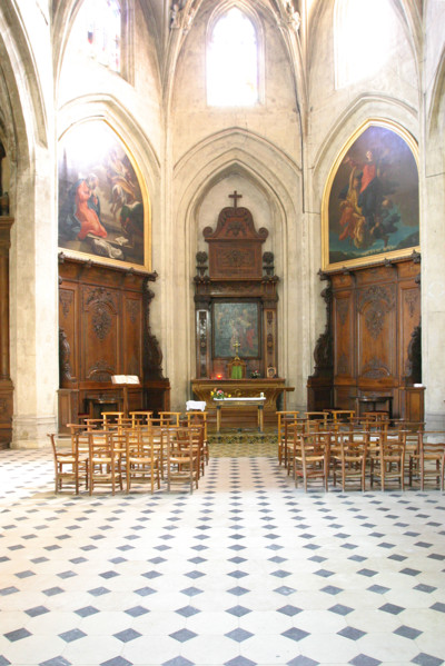 France, Basse Normandie, orne, perche, mortagne au perche, effets de lumieres sur le choeur de l'eglise notre dame,