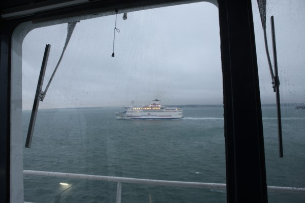 France, Haute Normandie / angleterre, seine maritime, le havre / portsmouth, traversee trans manche, a bord du ferry boat, norman voyager, navigation, mer, mauvais temps, a l'approche de portsmouth, n...