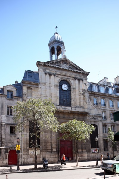 France, ile de france, paris 3e arrondissement, le marais, rue des archives, eglise des billettes, centre culturel lutherien, facade sur rue,