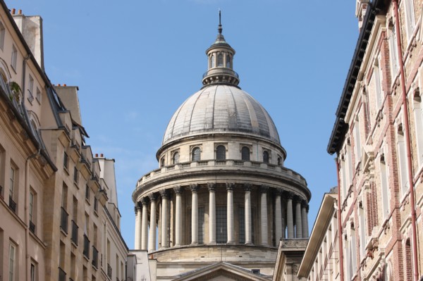 France, ile de france, paris 5e, quartier latin, dome du pantheon, architecte soufflot, colonnes, depuis la rue des carmes,