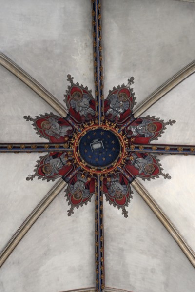 France, Basse Normandie, calvados, bessin, bayeux, cathedrale, decor, croisee du transept, voutes, peinture, anges,