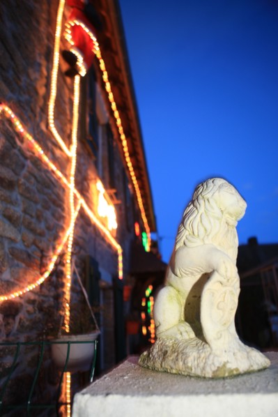 France, Bretagne, morbihan, meneac, maison decoree pour noel, lion a l'entree, habitat rural, fetes, guirlande, kitsch,