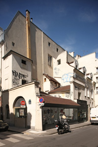 France, Ile de France, paris 3e arrondissement, rue des archives, angle de la rue portefoin, composition sur un grand delaisse,