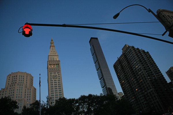 usa, etat de New York, New York City, Manhattan, Chelsea, buildings, rue, nuit, feux,