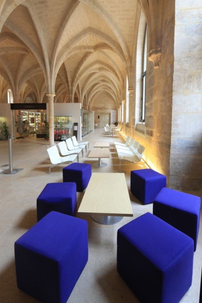 France, ile de france, paris 5e arrondissement, rue de poissy, college des bernardins, religion, architecte jm wilmotte, grande nef, piliers, voutes, 
Date : 2011-2012