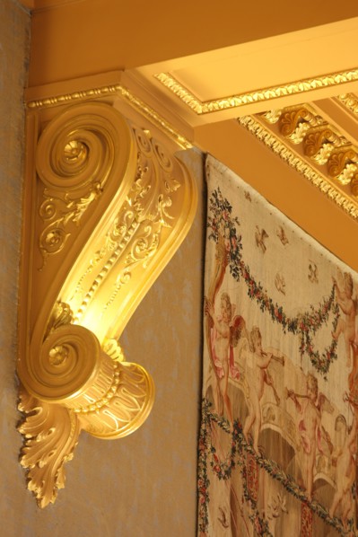 France, ile de france, paris 1er arrondissement, 13 rue cambon, palais cambon, cour des comptes, institution, etat, batiment grand chambre, detail plafond, console, 
Date : 2011-2012
