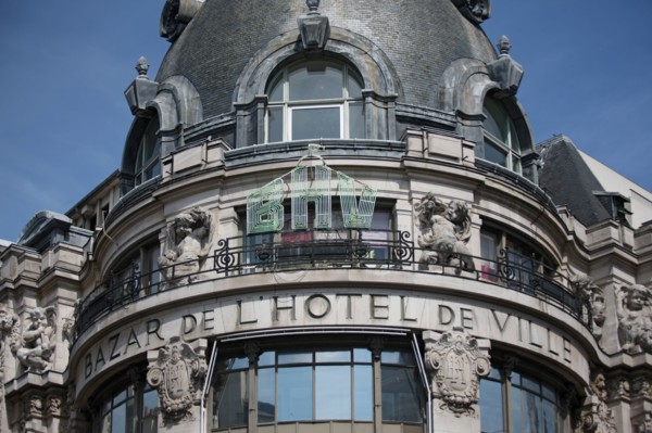 France, ile de france, paris 4e arrondissement, rue de rivoli, bhv, bazar de l'hotel de ville, dome, coupole, rotonde, facade.
Date : 2011-2012