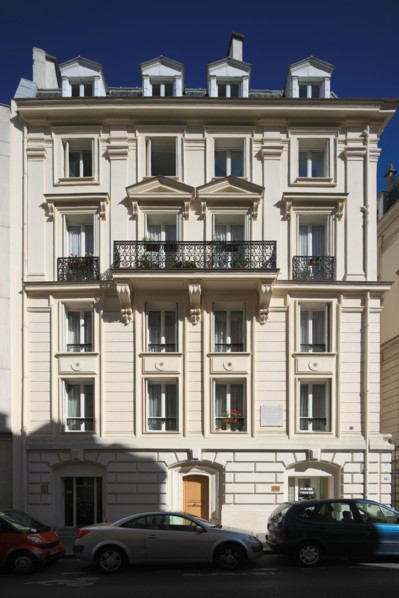 france, region ile de france, paris 14e arrondissement, montparnasse, rue notre dame des champs, maison n73, andre salmon et othon friesz.
Date : 2011-2012