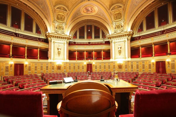 France, ile de france, paris 6e arrondissement, rue de vaugirard, palais du luxembourg, senat, hemicycle, depuis la tribune du president.
Date : 2011-2012