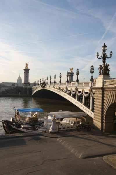 France, ile de france, paris 7e-16e arrondissement,  pont alexandre III, seine,  port, qui, peniche,