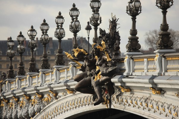 France, ile de france, paris 7e-8e arrondissement, seine, pont alexandre III, Nymphes de la Neva (vers 1900), sculpteur Georges Recipon (1860-1920)