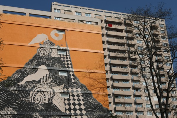 france, region ile de france, paris 13e arrondissement, boulevard de l'hopital, immeuble, mur peint,


Date : 2011-2012