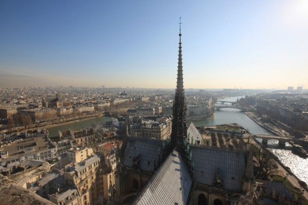France, ile de france, paris 4e arrondissement, ile de la cite, parvis, notre dame de paris, cathedrale, montee aux tours, panorama, fleche,