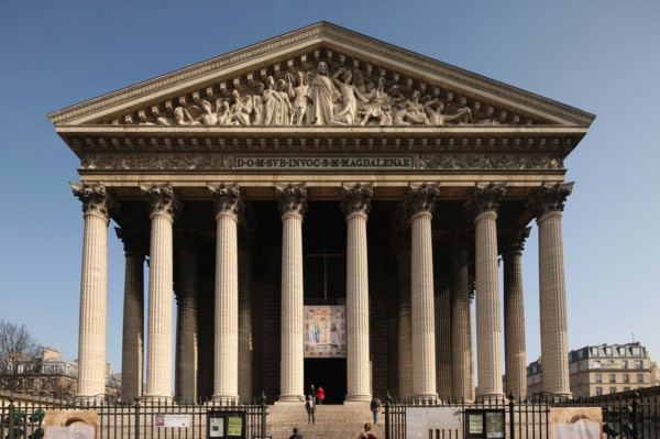 France, ile de france, paris 8e arrondissement, place de la madeleine, eglise de la madeleine, colonnes,