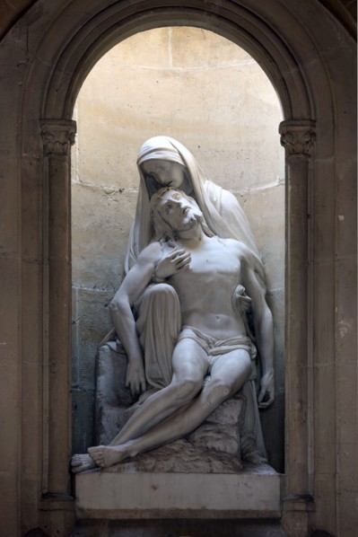 France, ile de france, paris 17e arrondissement, place du general koenig, eglise notre dame de compassion, chapelle de ferdinand d'orleans, sculpture du choeur,