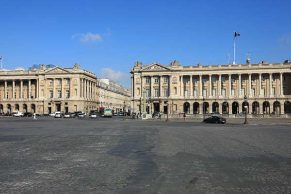 france, region ile de france, paris 8e arrondissement, place de la concorde, hotel de la marine, ancien ministere, hotel de crillon, hotel particulier, arcades, rue royale, facade eglise de la madelei...
