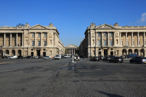 france, region ile de france, paris 8e arrondissement, place de la concorde, hotel de la marine, ancien ministere, hotel de crillon, hotel particulier, arcades, rue royale, facade eglise de la madelei...